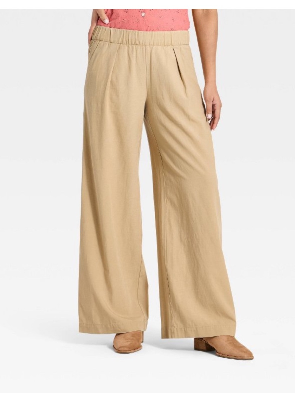 Target Wide-Leg Elastic Waist Pants in Tan